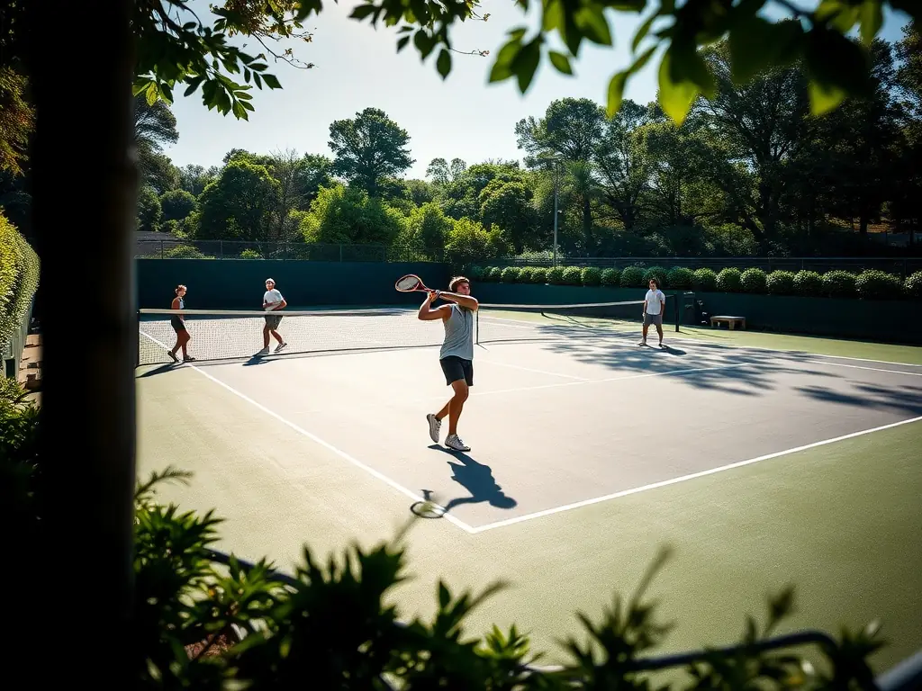 A dynamic shot of a polo match in progress, capturing the intensity and speed of the game. Two players are neck and neck, mallets raised, with the ball in mid-air. The crowd is blurred in the background, adding to the sense of action.