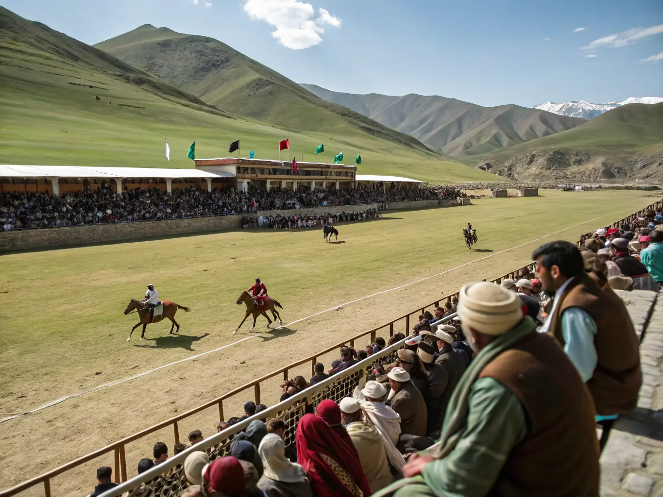 A dynamic image capturing a polo match in progress, but with a focus on the controlled and considerate pace of the game, ensuring the horses are not pushed beyond their limits.