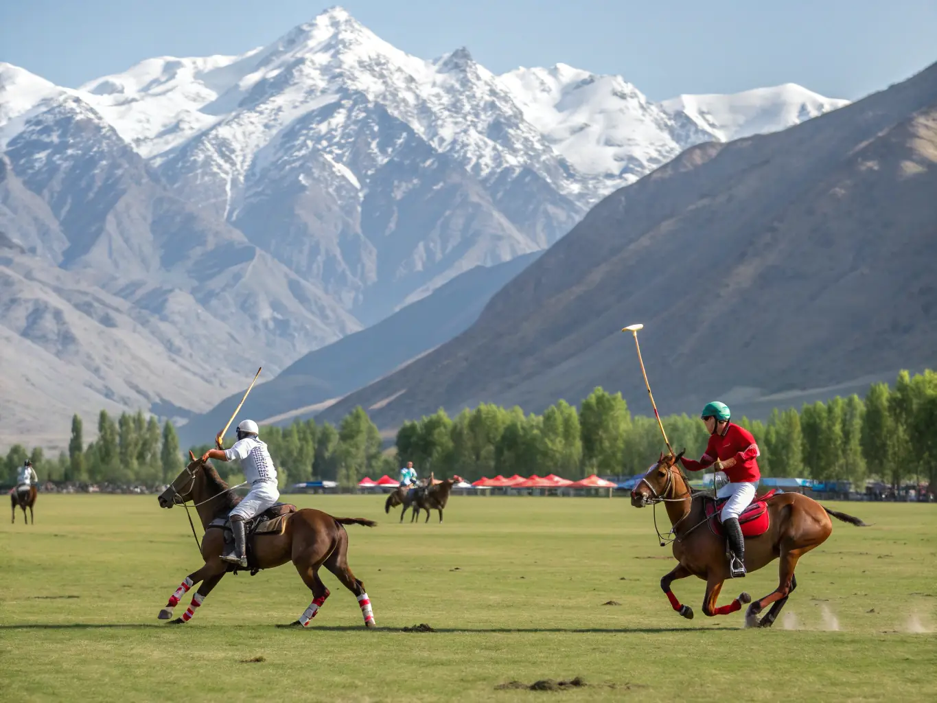 A photograph showcasing the elegant presentation of players and their horses before a polo match, emphasizing the importance of tradition and sportsmanship in the Champion Pride Polo League.